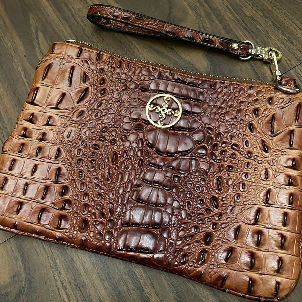 Brown Crocodile Embossed Clutch Brown Crocodile Embossed Clutch